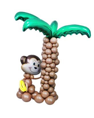Monkey Floor Design With Palm Tree Balloon