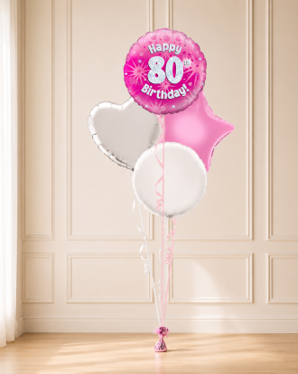 Age 80 Pink Holographic 18 Inch Balloon