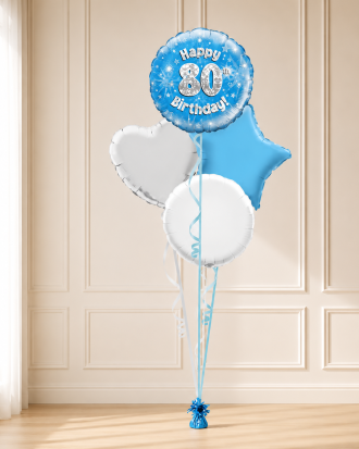 Age 80 Blue Holographic 18 Inch Balloon