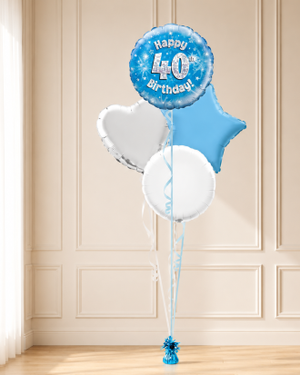 Age 40 Blue Holographic 18 Inch Balloon