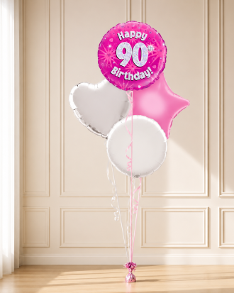 Age 90 Pink Holographic 18 Inch Balloon