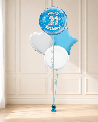 Age 21 Blue Holographic 18 Inch Balloon