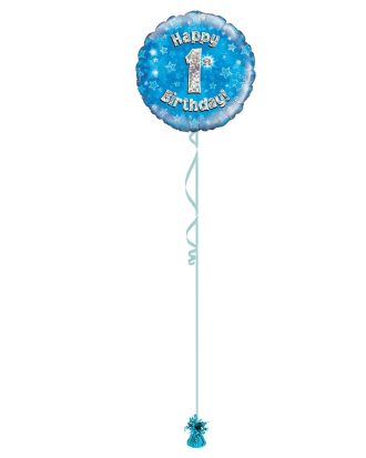 Age 1 Blue Holographic 18 Inch Balloon
