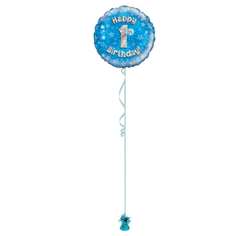 Age 1 Blue Holographic 18 Inch Balloon