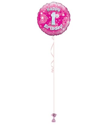 Age 1 Pink Holographic 18 Inch Balloon