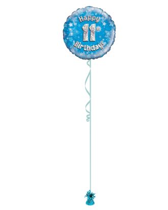Age 11 Blue Holographic 18 Inch Balloon
