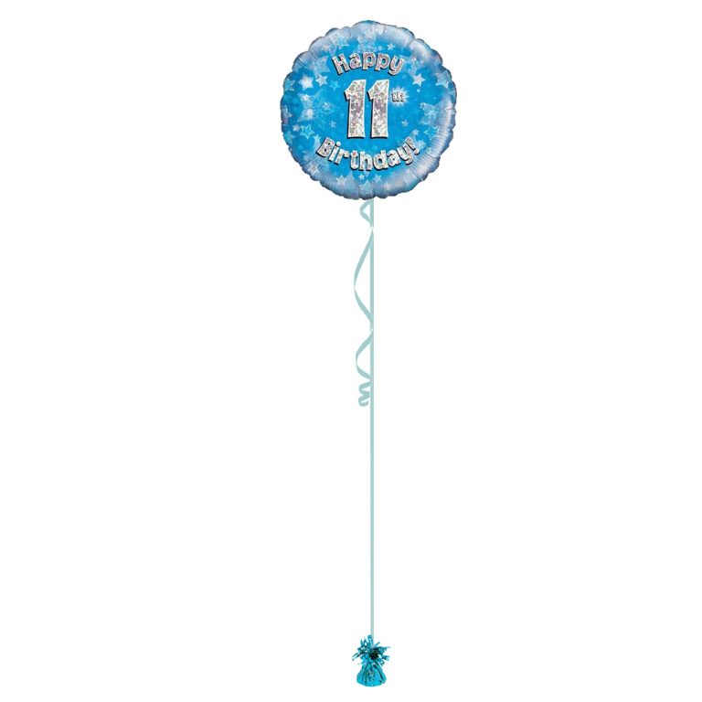 Age 11 Blue Holographic 18 Inch Balloon