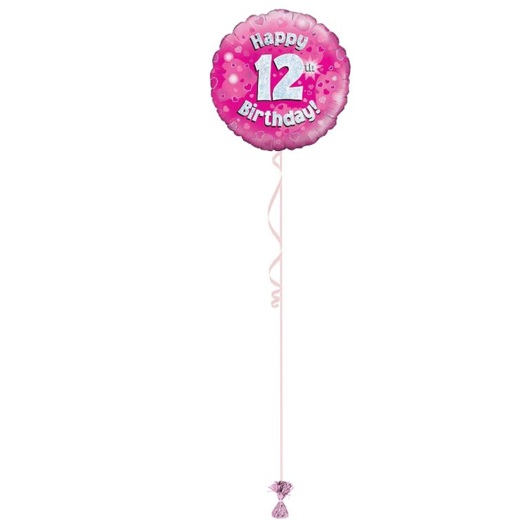 Age 12 Pink Holographic 18 Inch Balloon