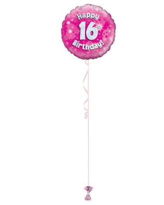 Age 16 Pink Holographic 18 Inch Balloon