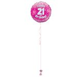 Age 21 Pink Holographic 18 Inch Balloon