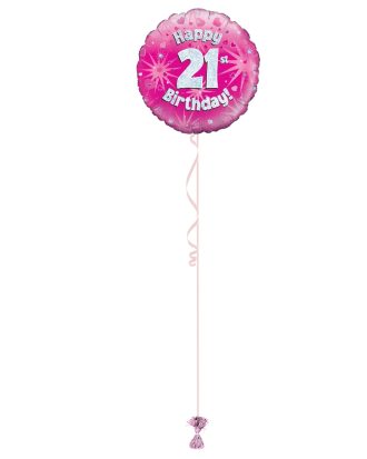 Age 21 Pink Holographic 18 Inch Balloon