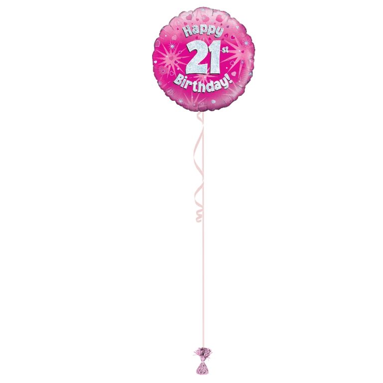 Age 21 Pink Holographic 18 Inch Balloon