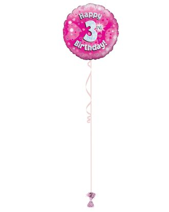 Age 3 Pink Holographic 18 Inch Balloon