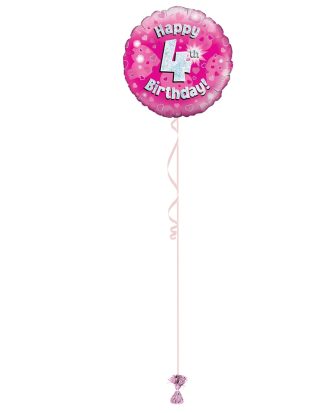 Age 4 Pink Holographic 18 Inch Balloon