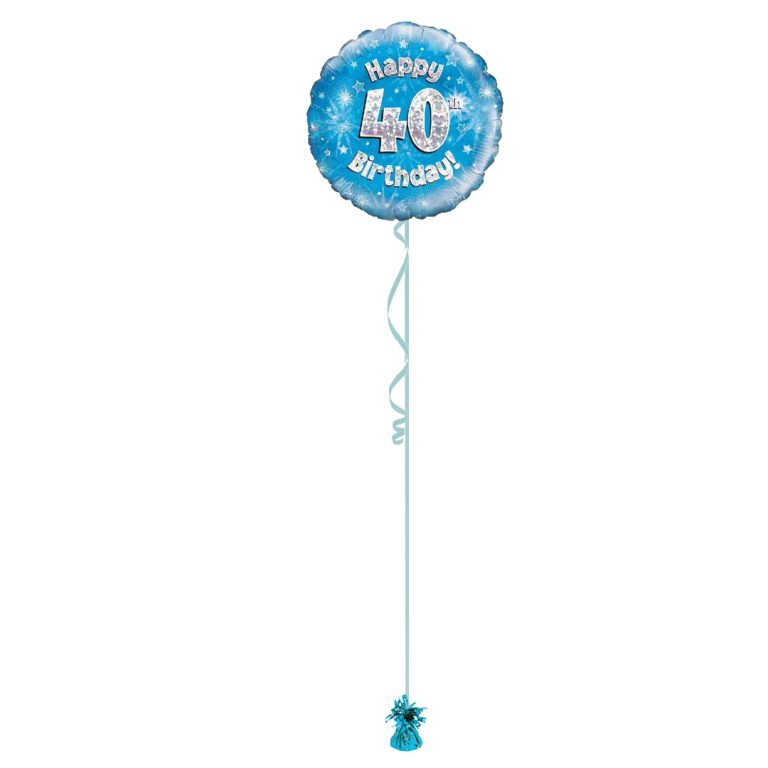 Age 40 Blue Holographic 18 Inch Balloon