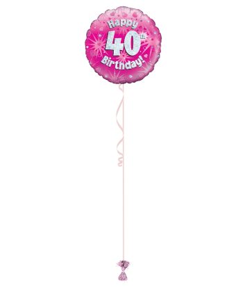 Age 40 Pink Holographic 18 Inch Balloon