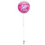 Age 50 Pink Holographic 18 Inch Balloon