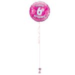 Age 6 Pink Holographic 18 Inch Balloon