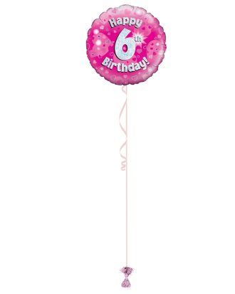 Age 6 Pink Holographic 18 Inch Balloon