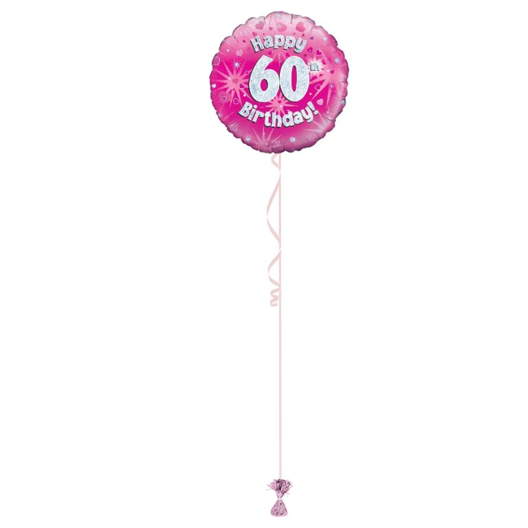 Age 60 Pink Holographic 18 Inch Balloon