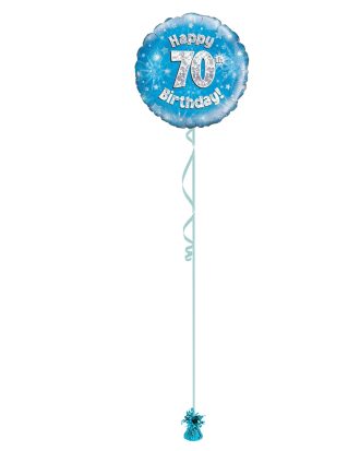 Age 70 Blue Holographic 18 Inch Balloon