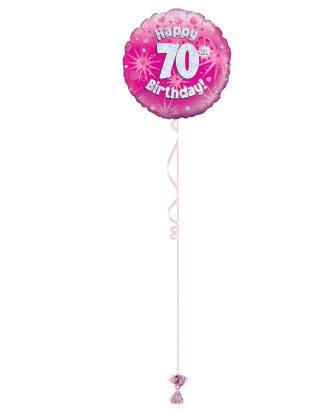 Age 70 Pink Holographic 18 Inch Balloon