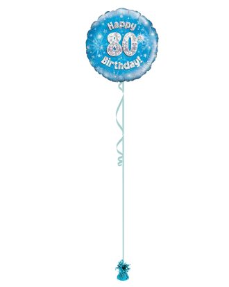 Age 80 Blue Holographic 18 Inch Balloon