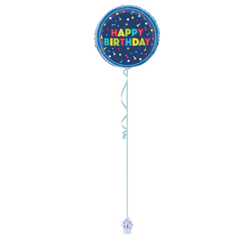 Happy Birthday Blue Hats 18 Inch Foil Balloon