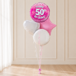 Age 50 Pink Holographic 18 Inch Balloon