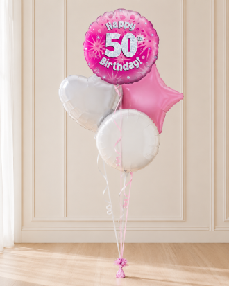 Age 50 Pink Holographic 18 Inch Balloon