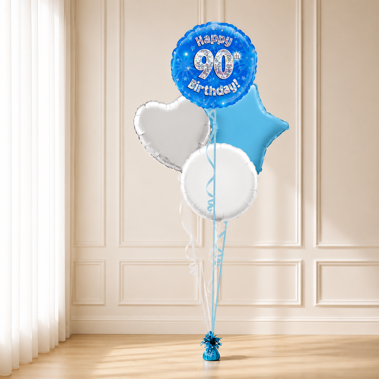 Age 90 Blue Holographic 18 Inch Balloon