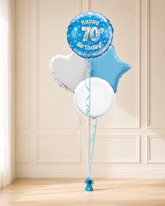 Age 70 Blue Holographic 18 Inch Balloon