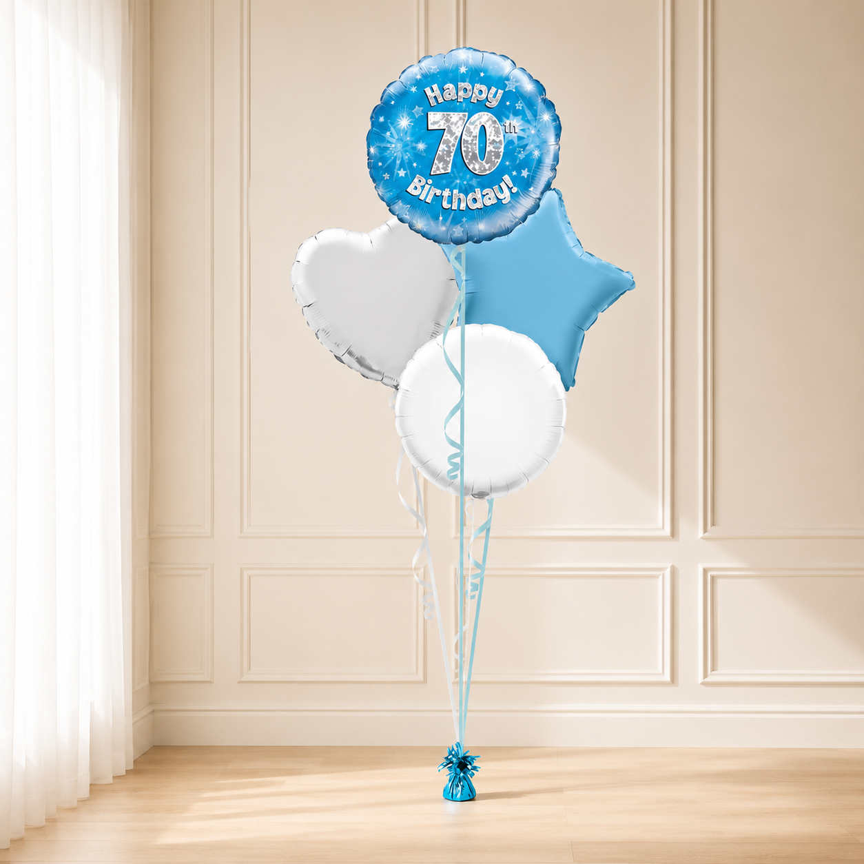 Age 70 Blue Holographic 18 Inch Balloon