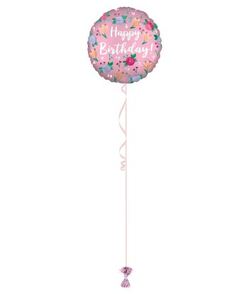 Happy Birthday Pink Floral 18 Inch Foil Balloon