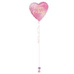 Happy Birthday Pink Heart 18 Inch Foil Balloon