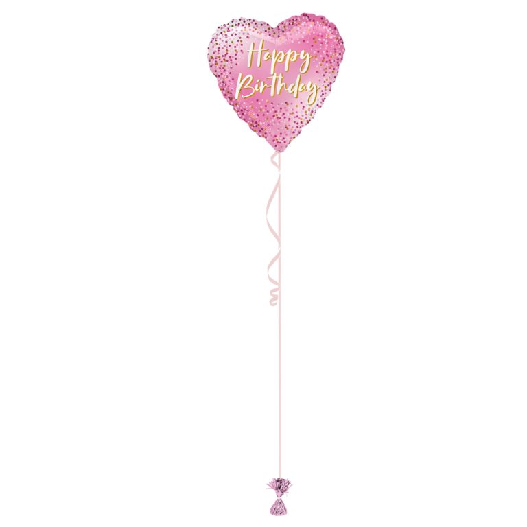 Happy Birthday Pink Heart 18 Inch Foil Balloon