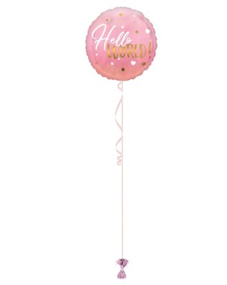 Hello World Pink 18 Inch Foil Balloon