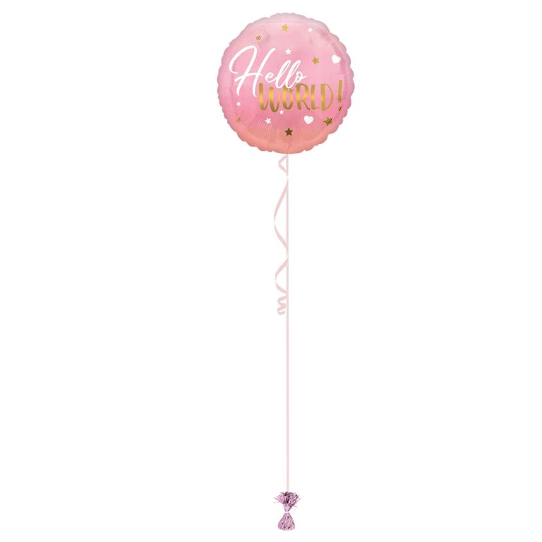 Hello World Pink 18 Inch Foil Balloon