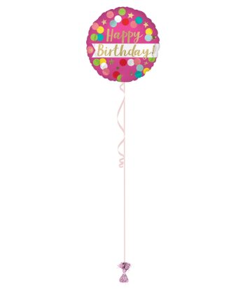 Multicoloured Spotty Birthday 18 Inch Foil Balloon