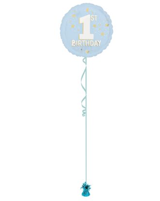 1st Birthday Light Blue 18 Inch Foil Balloon