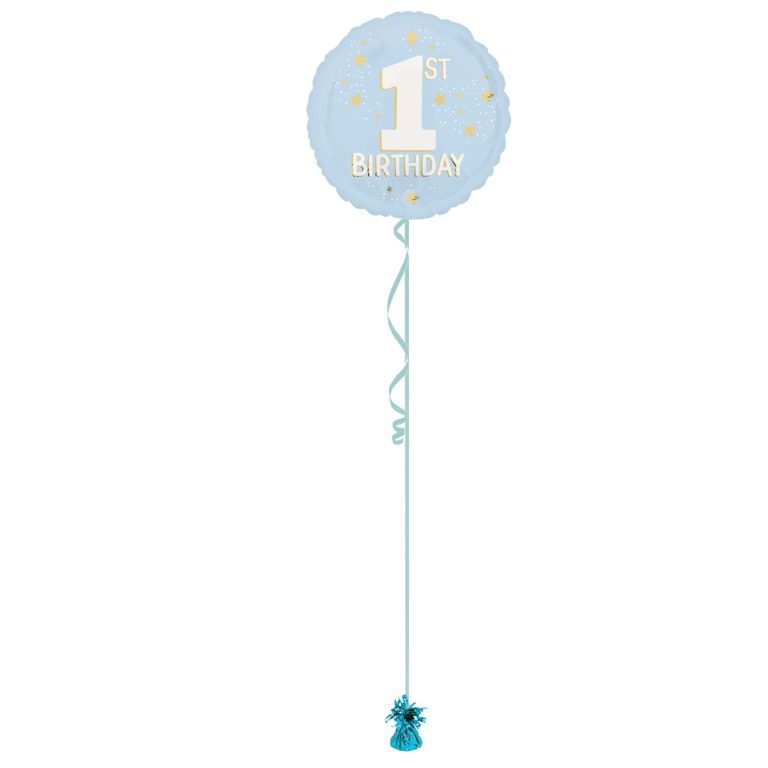 1st Birthday Light Blue 18 Inch Foil Balloon