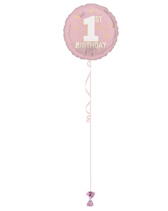 1st Birthday Light Pink 18 Inch Foil Balloon