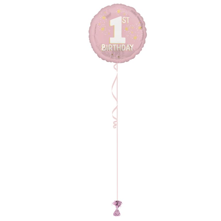 1st Birthday Light Pink 18 Inch Foil Balloon