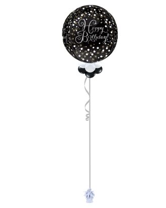Happy Birthday Black Glitz Orb