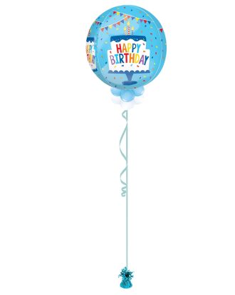 Happy Birthday Blue Cake Orb