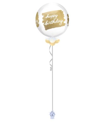 Happy Birthday Gold And White Orb