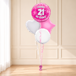 Age 21 Pink Holographic 18 Inch Balloon