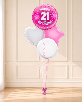 Age 21 Pink Holographic 18 Inch Balloon