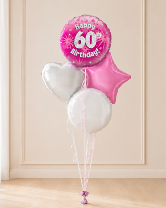 Age 60 Pink Holographic 18 Inch Balloon
