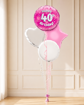 Age 40 Pink Holographic 18 Inch Balloon
